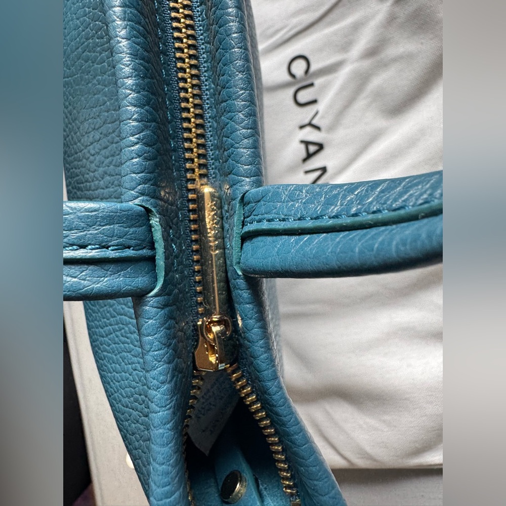 NWT Cuyana Mini Easy Zipper Tote in Jade Pebbled Leather - Picture 6 of 12